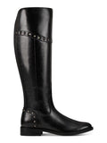 Toe liquid 6.5 M Black Womens Back Slip Block Round Resistant Zip-Up FISHER Boot MARC Riding Cushioned Secalm Flex Gore Accents Studded Resistant Heel