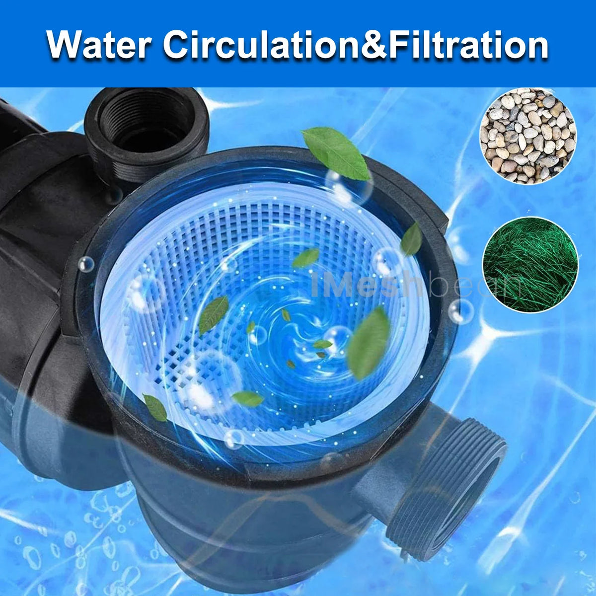 w/ Ground liquid and Pool iMeshbean Inground Pump, Head Above Circulation, 3/4HP Motor Swimming Max Pool Swimming 38FT, 2760GPH, Above Ground for Basket 110V, Pool Strainer