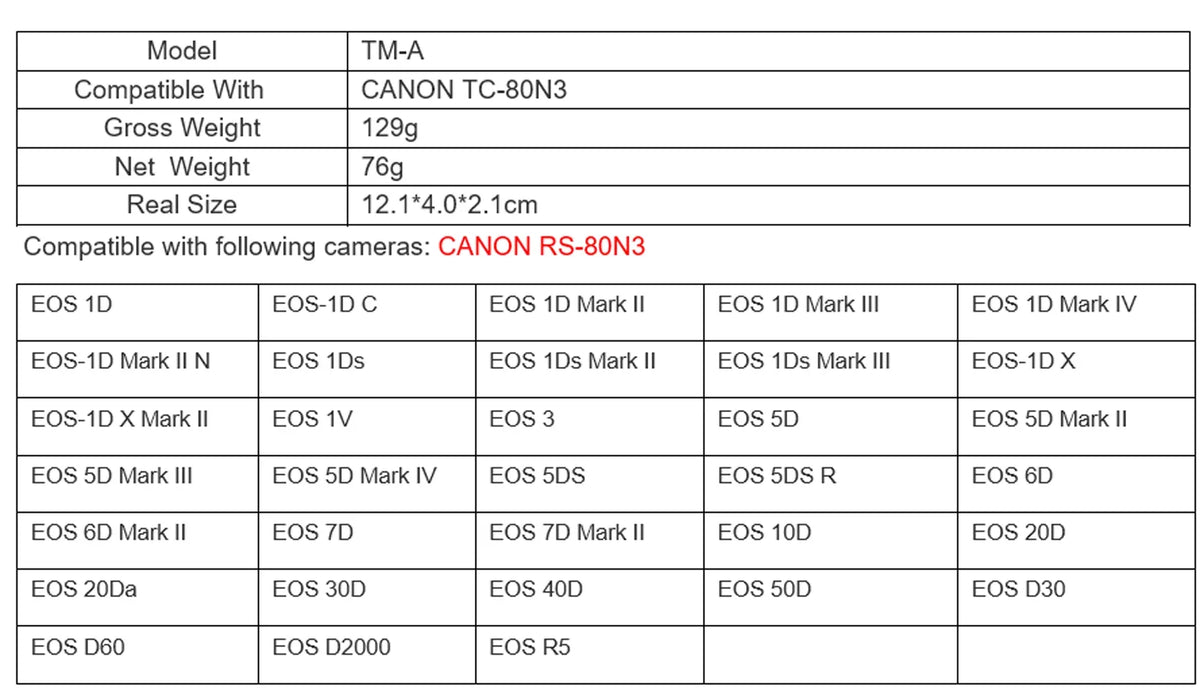 Mark II EOS 6D Intervalometer Cord 1D 5DS R5 X 1Ds Shutter TM-A Mark II EOS R IV Remote Timer 1D 7D II III 1D 50D III C III 5D II X for II N II Mark Mark II 1D Canon Mark 5DS 7D 1D IV 6D JJC Mark