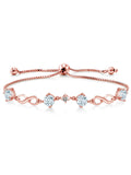Gem Stone King 925 Sterling Silver Sky Azure Aquamarine And White Diamond Tennis Bracelet For Women (2.07 Cttw, Round 5Mm, Gemstone Birthstone, Fully Adjustable Up To 9 Inch)