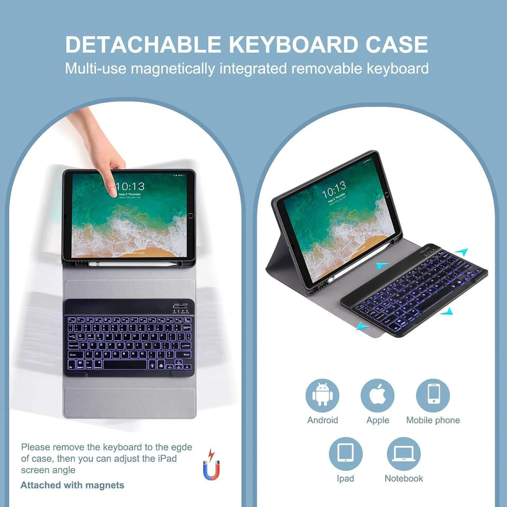 Vowubo Ipad Keyboard Case For Air 3Rd Version 10.5" (2019), Ipad Pro 10.5" (2017) Magnetically Detachable