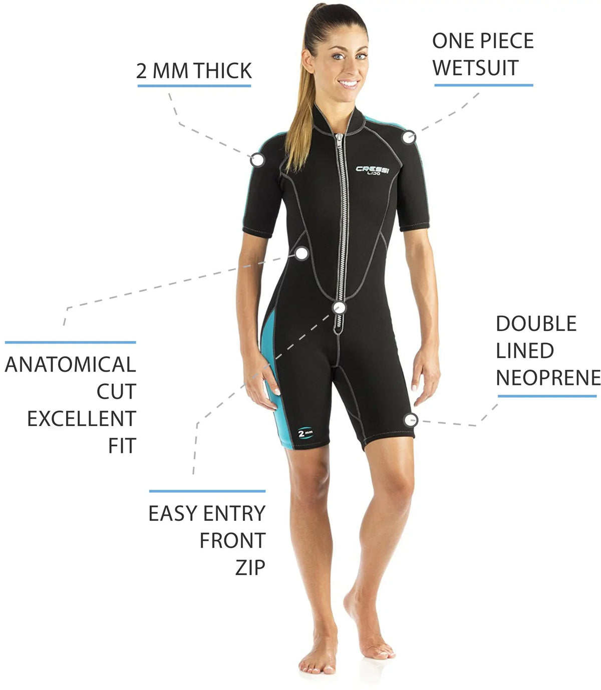 2mm Cressi Women's Lido Shorty Wetsuit