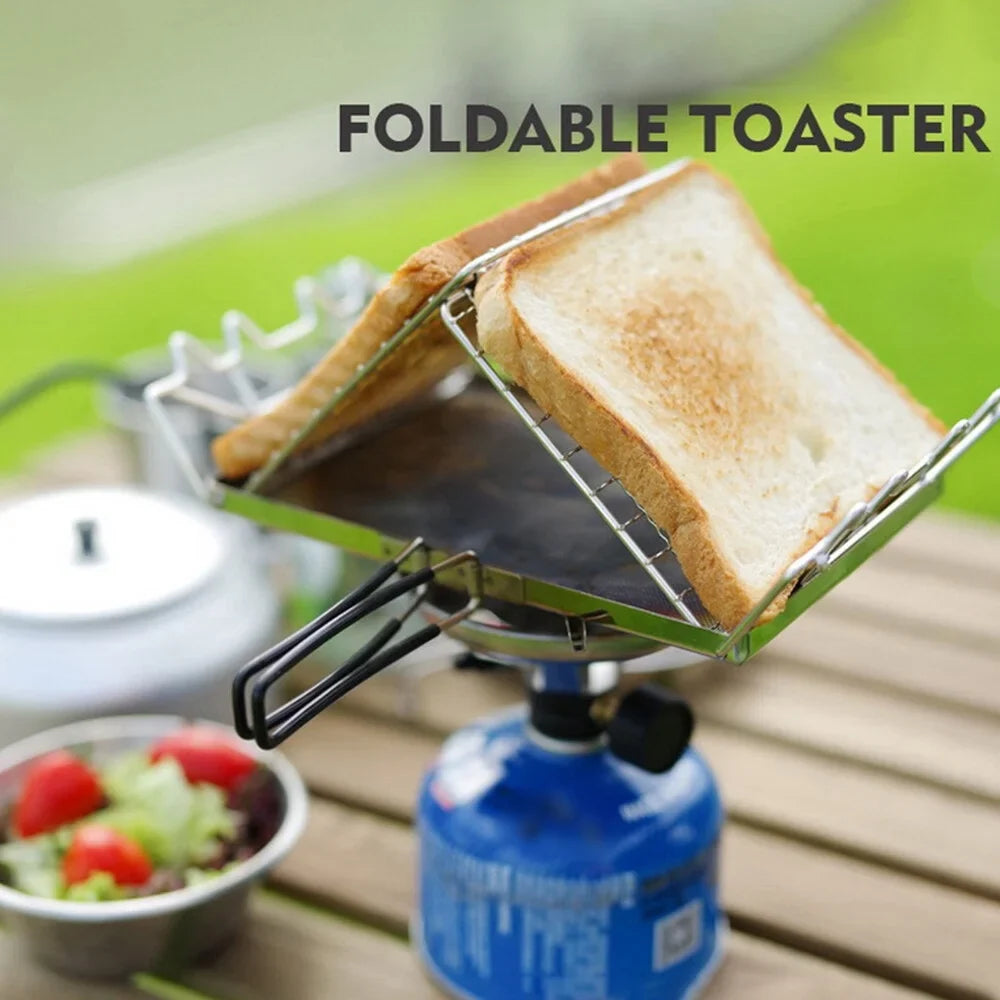 Stove Steel FlyFlise Picnic Toaster for Camp Folding Bread Toaster Backpacking Stainless Camping Rack