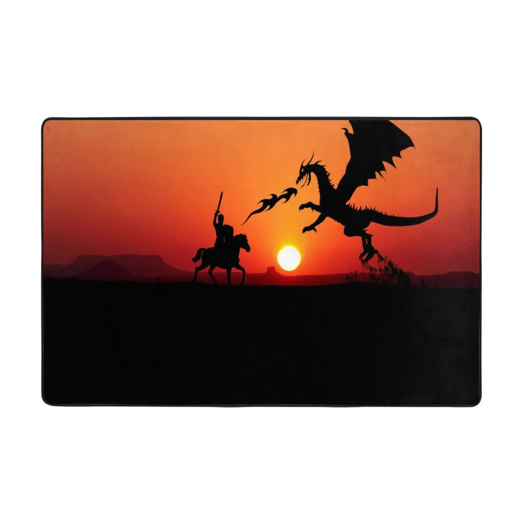 Area Mat Facecloth Sink Dragon Area Entrance Floor Room Rugs Indoor Sunset Non-Slip , exterior for Kitchen Rug Knight 72"x48" Doormat Living ZICANCN
