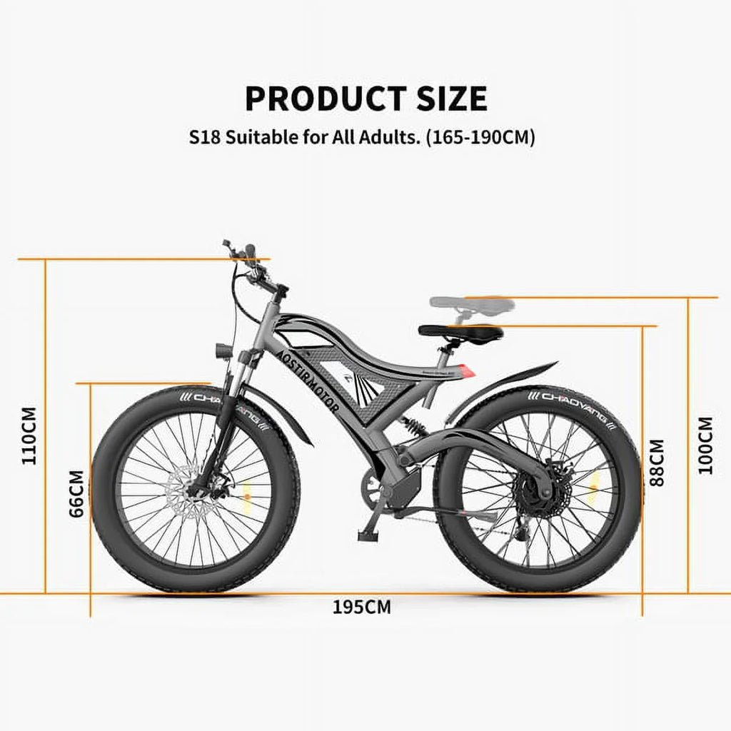 26 Bike In. Electric Fat Tire Electric Adults AOSTIRMOTOR Hot Bicycle Mountain