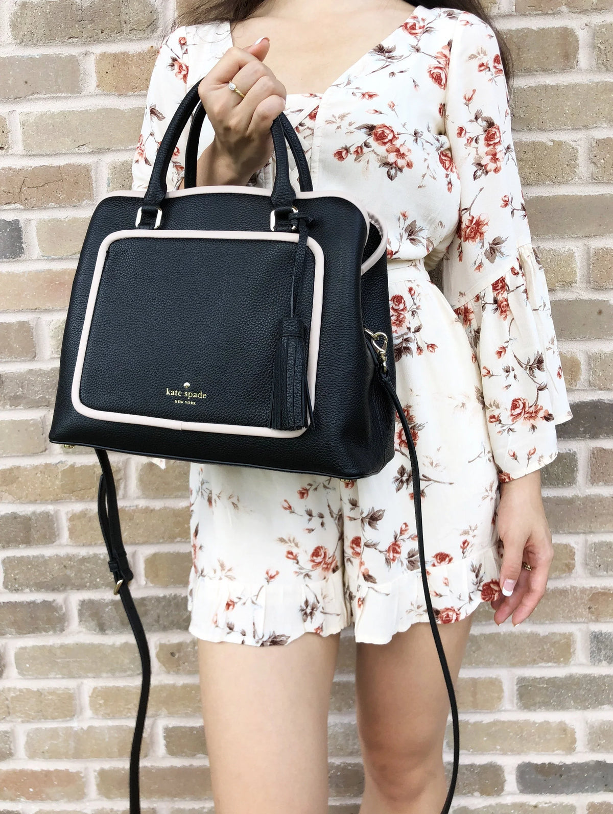 Tassel Crossobody Evangelie Black Satchel Place Kate Ward Bag Spade
