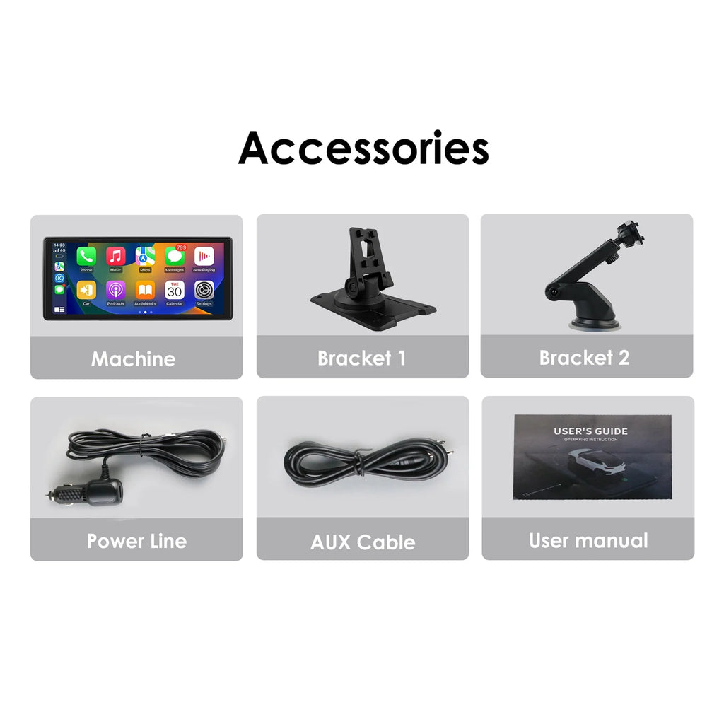 10.26" Touchscreen Apple Carplay Android Auto Fm Car Radio Stereo Head Unit 360° Adjustable Bluetooth Mirror Link Gps Navigation Player