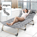 Lounge with ABORON for Mattress, Adjustable Portable Chaise Cot, 4-Fold exterior/Indoor Beach Chair,Camping and Folding Recliner Patio Pillow Garden