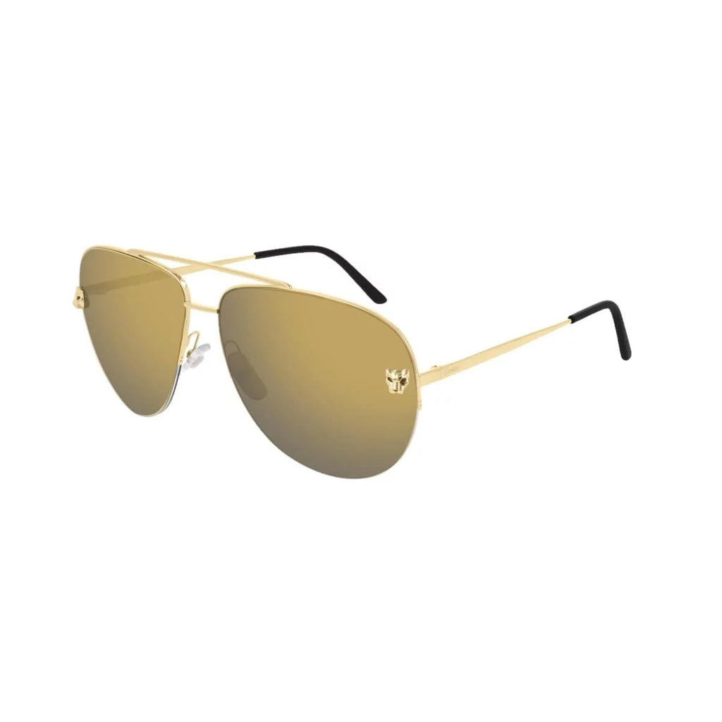 Gold 62 009 Ladies Cartier Sunglasses CT0065S Pilot Mirrored