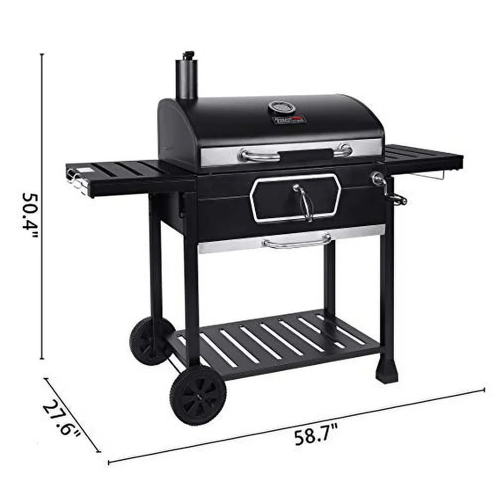 Large Deluxe 30-Inch Gourmet Picnic Camping Cooking, Patio BBQ Backyard Smoker Grill, Charcoal Royal CD2030AN Black,