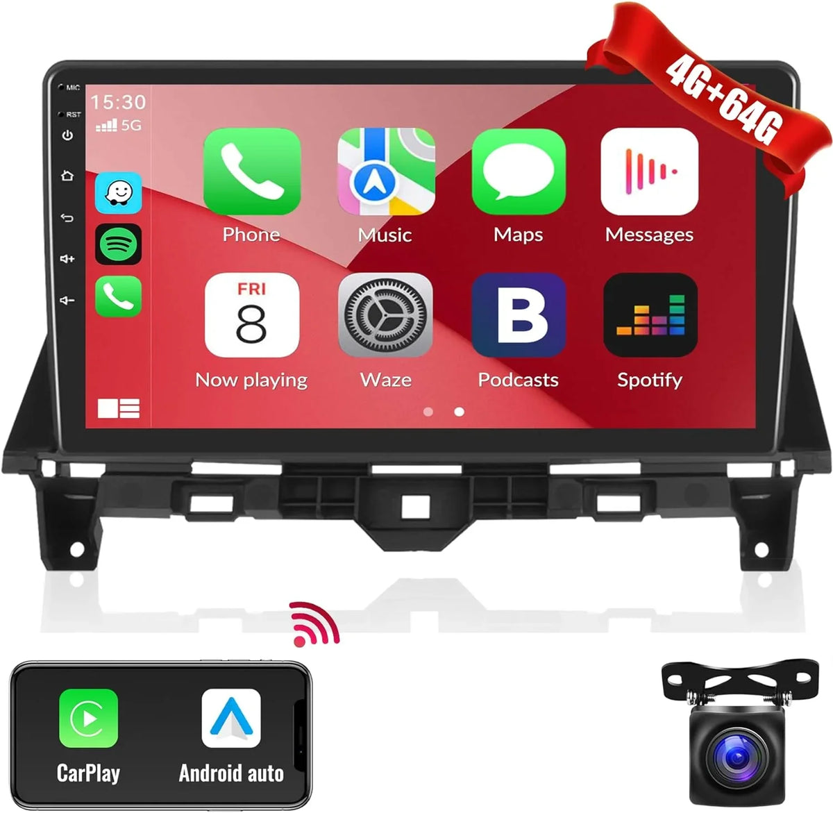 8th GPS 4G Stereo Navigation CarPlay Camera（4G+64G） Car 8 Auto Backup Car Bluetooth THONZER Honda with 2008-2013 10.1 Inch Screen Stereo for Radio Core Touch Accord Android 5.0 Android WiFi