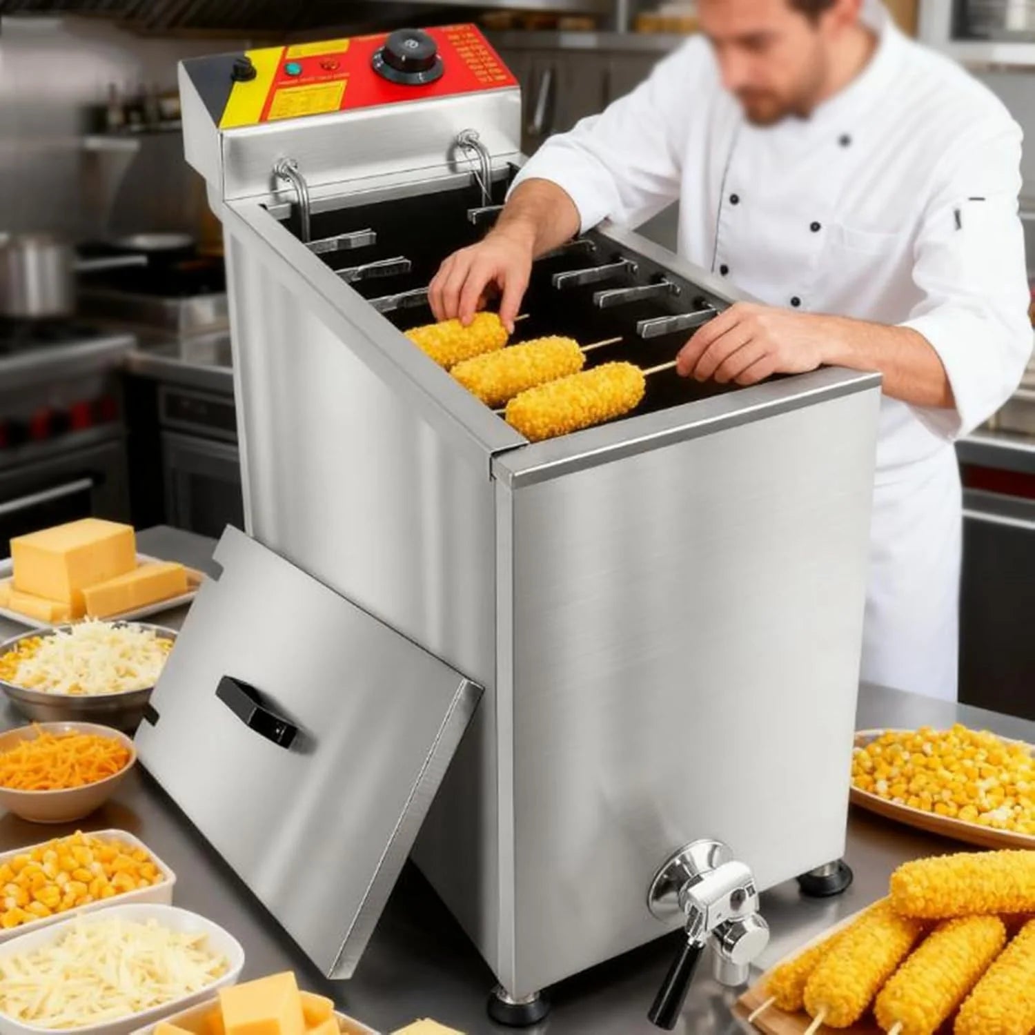 25L Maszyna Do Smażenia Serowych Parówek, Automatyczna Kuchenka Do Grillowania Parówek, Frytkownica, Komercyjna Głęboka Frytkownica, Regulowana Temper