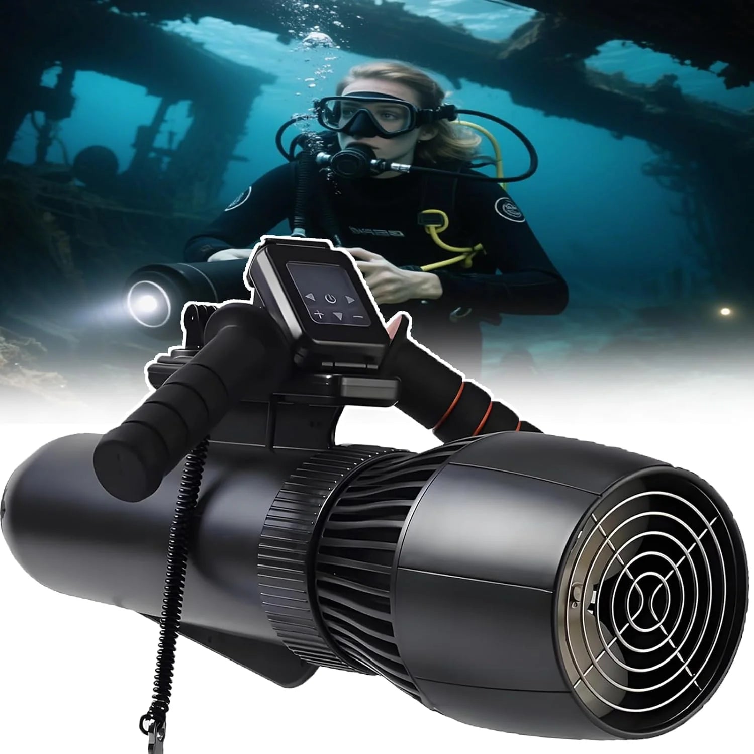 Elektryczny Skuter Podwodny 500 W,Skuter Do Nurkowania I Snorkelingu Na Głębokość 40 M,Silnik Bezszczotkowy,Prędkość 3-7 Km/H, Zasięg 120 Minut Skuter