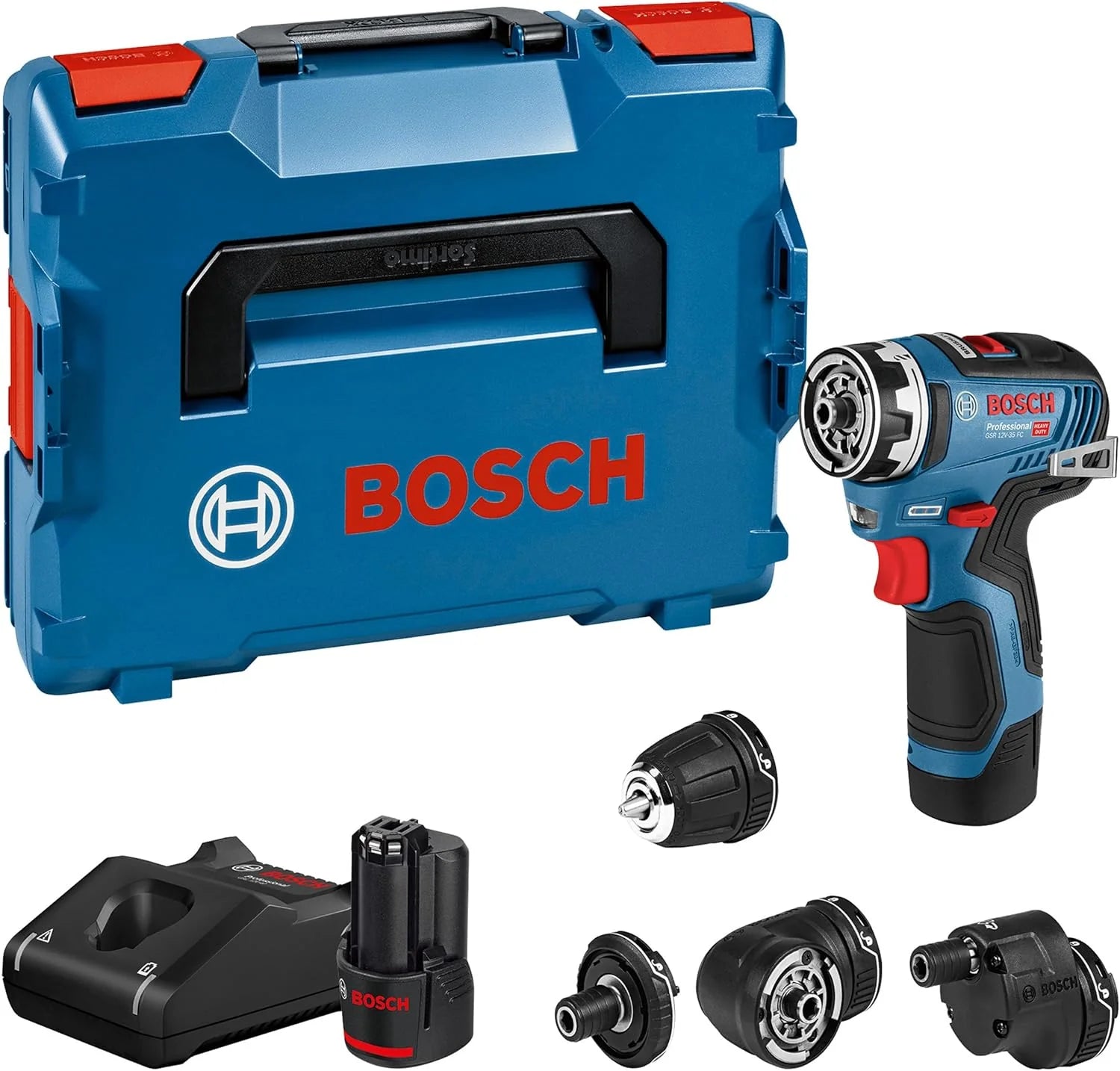 Bosch Professional System 12V: Akumulatorowa Wiertarko-Wkrętarka Gsr 12V-35 Fc (2 Akumulatory Gba 12V 3.0Ah, Szybka Ładowarka Gal 12V-40, 4 Wymienne U
