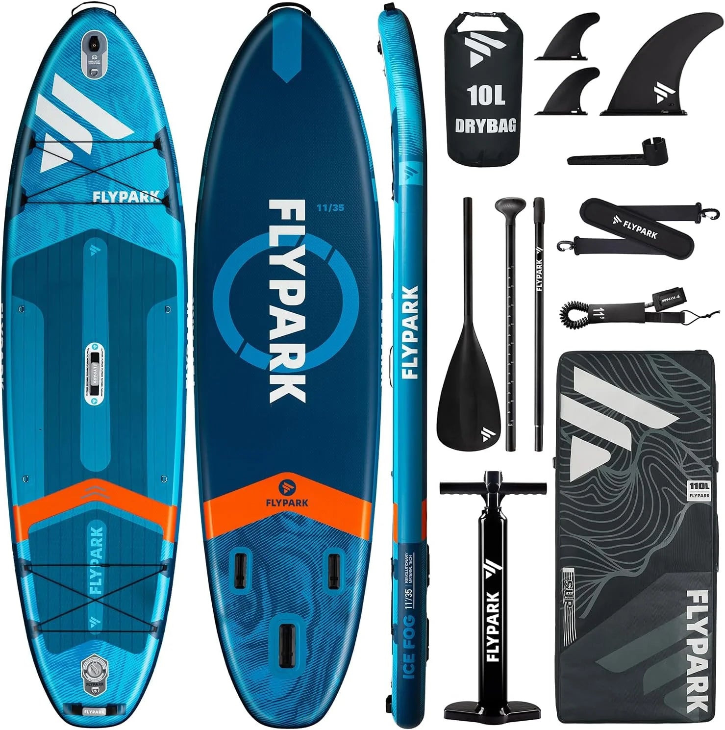Flypark 10'8/11'X35'' Wędkarstwo I Rodzinne Stabilne Nadmuchiwane Deski Wiosłowe, Bardzo Szerokie Nadmuchiwane Deski Sup, Łożysko 195 Kg, Deska Do Wio