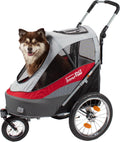 Innopet® Sporty Trailer Pet Składany Wózek Dla Psów, Do Opon Pneumatycznych, W Zestawie Osłona Przeciwdeszczowa(Czerwono-Biały)