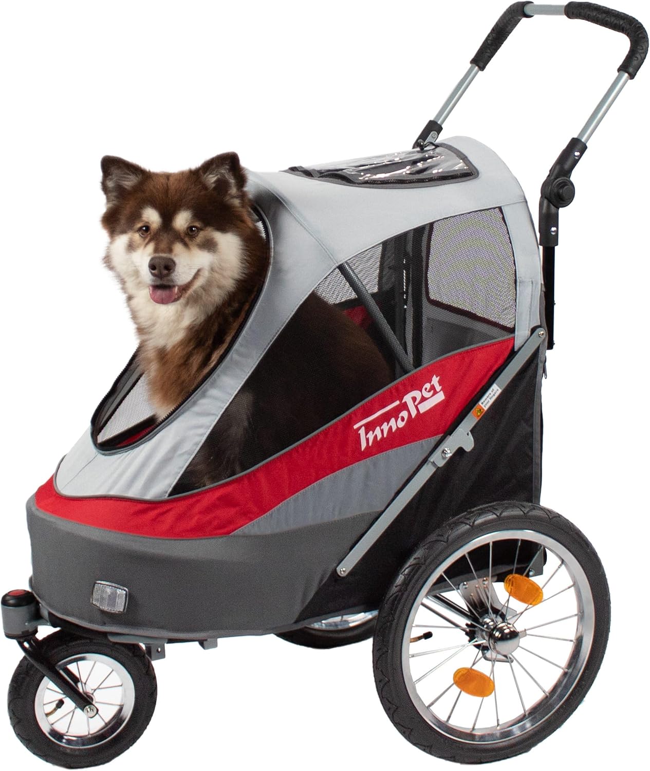 Innopet® Sporty Trailer Pet Składany Wózek Dla Psów, Do Opon Pneumatycznych, W Zestawie Osłona Przeciwdeszczowa(Czerwono-Biały)